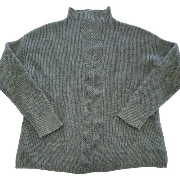 Rachel Zoe Sweater Womens X Small Green Grey Purple Mock Neck Knit Merino Wool - Picture 1 of 7
